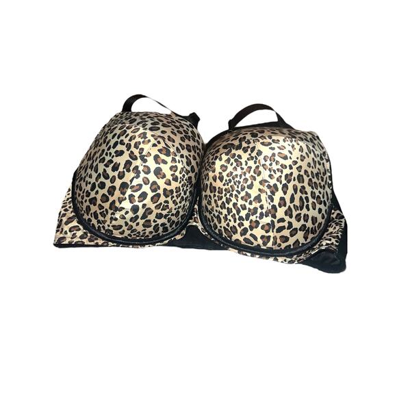 Cacique Lane Brysnt Black & Animal print underwire padded push up bra size 46 DD - Picture 2 of 5